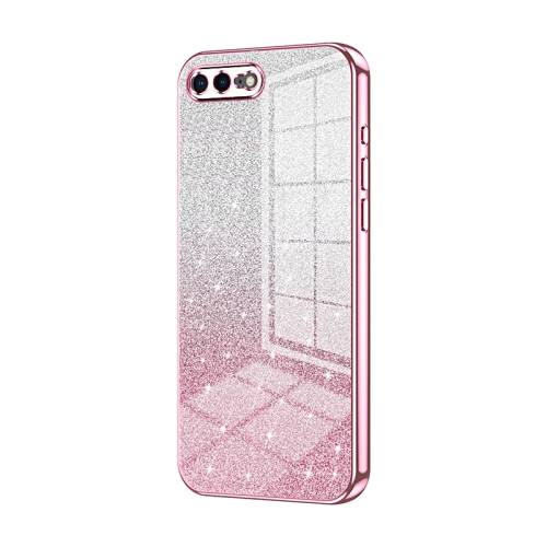 

For iPhone 8 Plus / 7 Plus Gradient Glitter Powder Electroplated Phone Case(Pink)