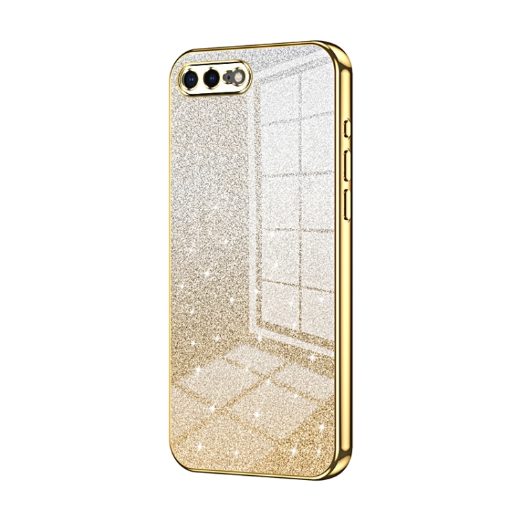 

For iPhone 8 Plus / 7 Plus Gradient Glitter Powder Electroplated Phone Case(Gold)