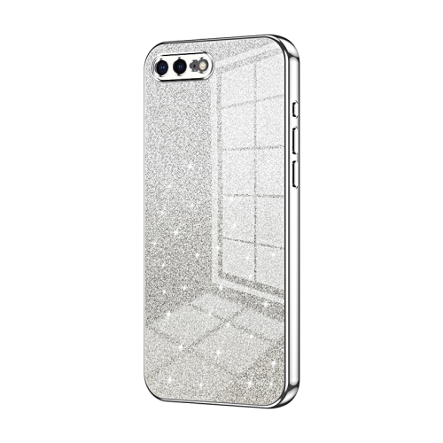 

For iPhone 8 Plus / 7 Plus Gradient Glitter Powder Electroplated Phone Case(Silver)