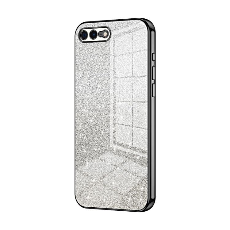 

For iPhone 8 Plus / 7 Plus Gradient Glitter Powder Electroplated Phone Case(Black)