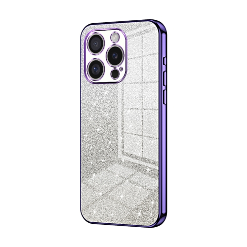 

For iPhone 16 Pro Gradient Glitter Powder Electroplated Phone Case(Purple)