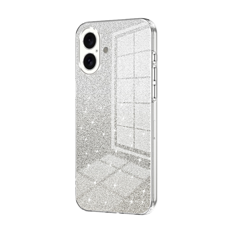 

For iPhone 16 Gradient Glitter Powder Electroplated Phone Case(Transparent)