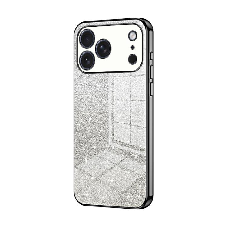

For iPhone 17 Pro Gradient Glitter Powder Electroplated Phone Case(Black)