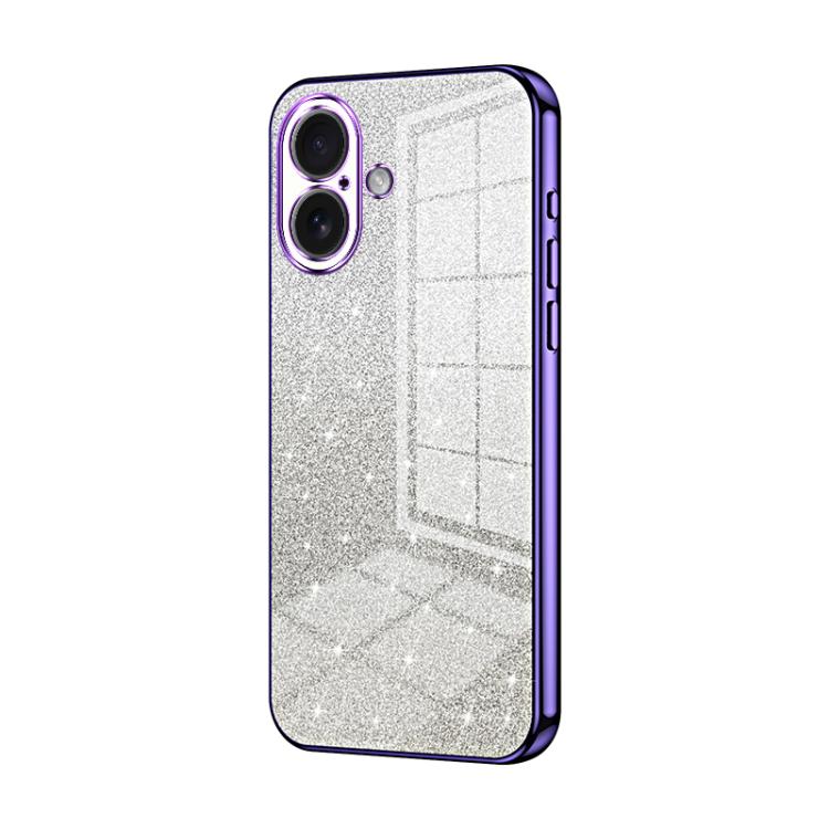 For iPhone 17 Gradient Glitter Powder Electroplated Phone Case(Purple)