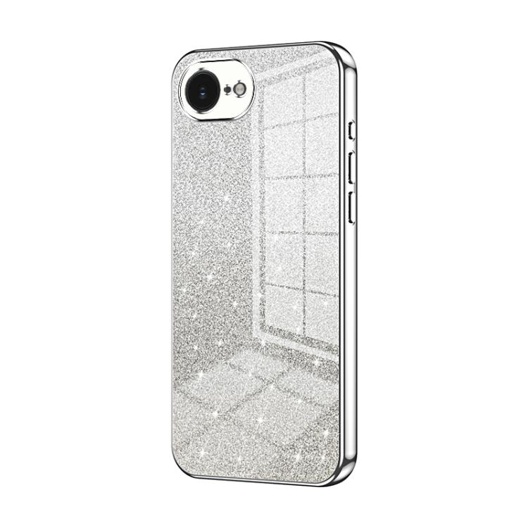 

For iPhone 16e Gradient Glitter Powder Electroplated Phone Case(Silver)