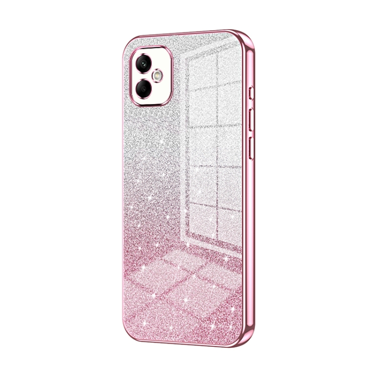 

For Samsung Galaxy A05 Gradient Glitter Powder Electroplated Phone Case(Pink)