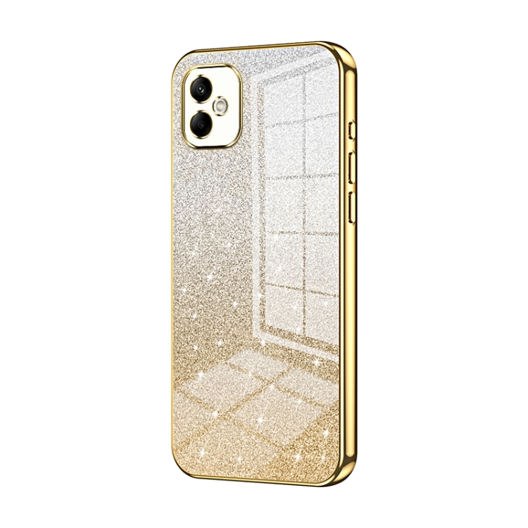 

For Samsung Galaxy A05 Gradient Glitter Powder Electroplated Phone Case(Gold)