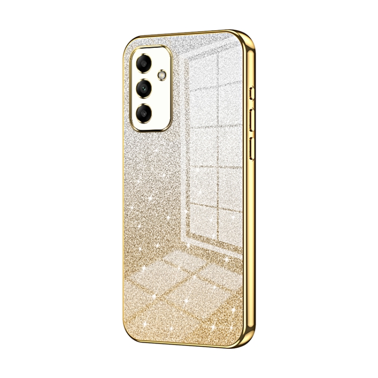

For Samsung Galaxy A05s Gradient Glitter Powder Electroplated Phone Case(Gold)