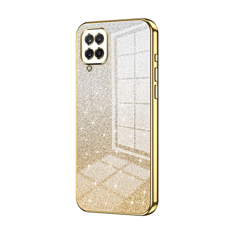 

For Samsung Galaxy A12 4G / 5G Gradient Glitter Powder Electroplated Phone Case(Gold)