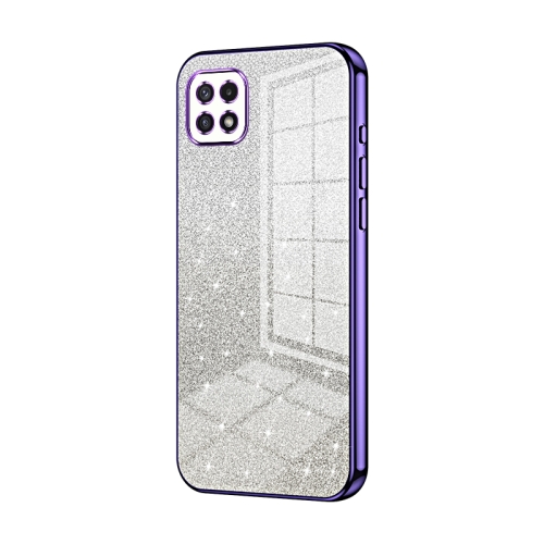 

For Samsung Galaxy A22 5G / A22s Gradient Glitter Powder Electroplated Phone Case(Purple)