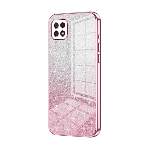 

For Samsung Galaxy A22 5G / A22s Gradient Glitter Powder Electroplated Phone Case(Pink)