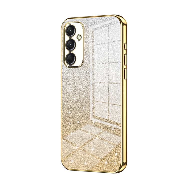 

For Samsung Galaxy A24 4G Gradient Glitter Powder Electroplated Phone Case(Gold)