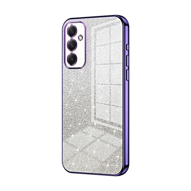 

For Samsung Galaxy A34 5G Gradient Glitter Powder Electroplated Phone Case(Purple)