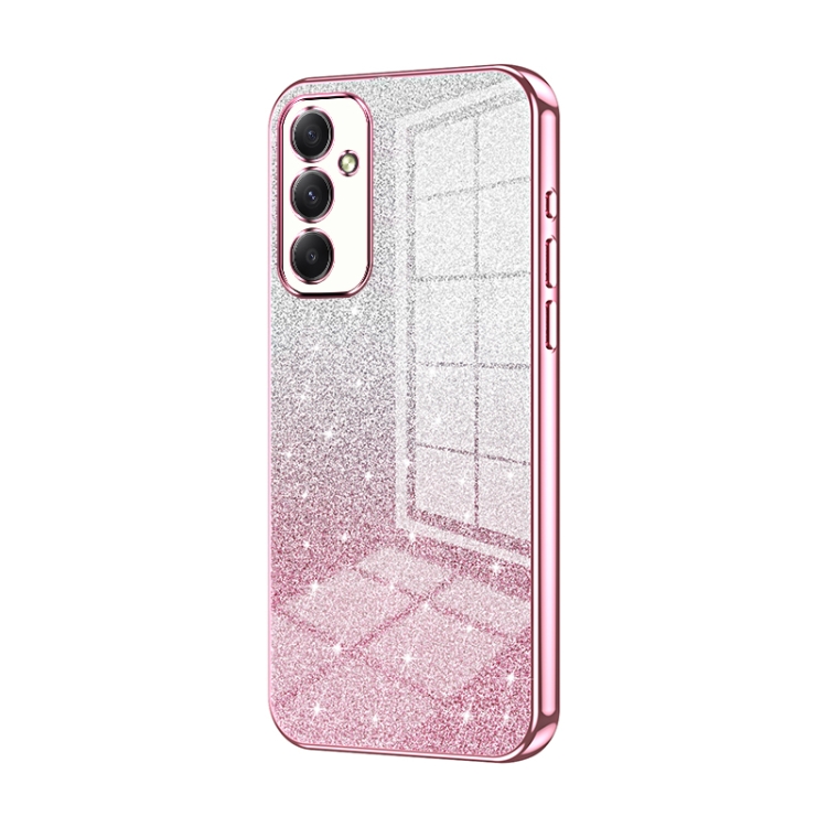 

For Samsung Galaxy A34 5G Gradient Glitter Powder Electroplated Phone Case(Pink)