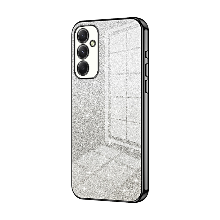 

For Samsung Galaxy A34 5G Gradient Glitter Powder Electroplated Phone Case(Black)