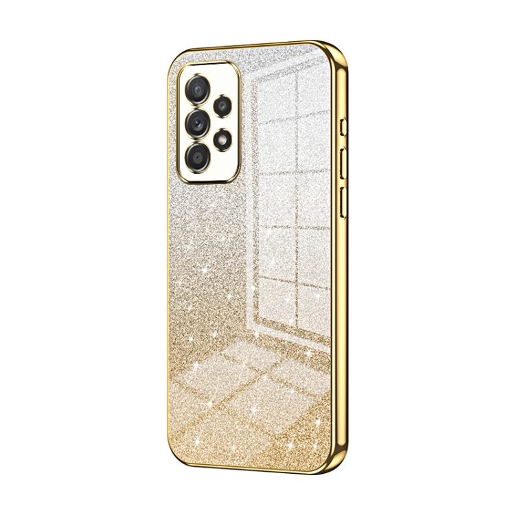 

For Samsung Galaxy A52 5G Gradient Glitter Powder Electroplated Phone Case(Gold)