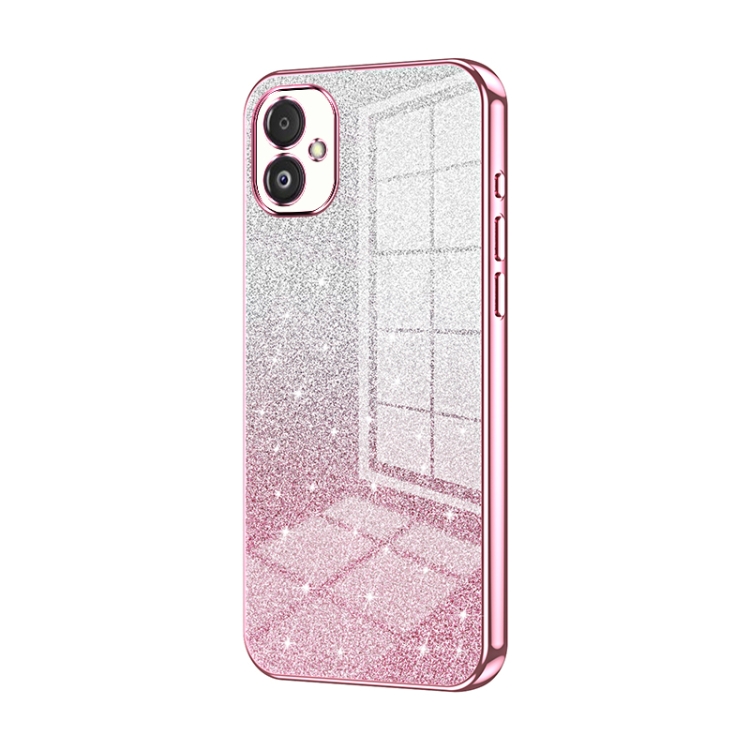 

For Samsung Galaxy F14 5G Gradient Glitter Powder Electroplated Phone Case(Pink)