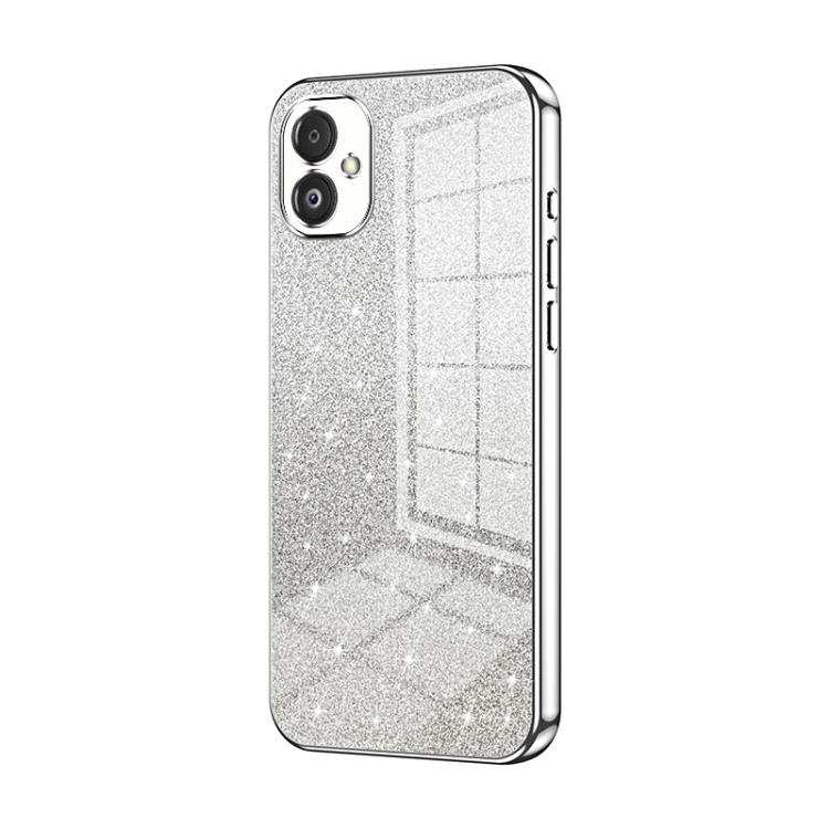 

For Samsung Galaxy F14 5G Gradient Glitter Powder Electroplated Phone Case(Silver)