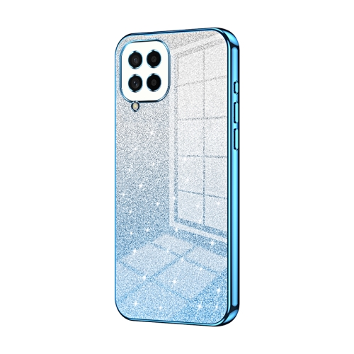 

For Samsung Galaxy M53 5G Gradient Glitter Powder Electroplated Phone Case(Blue)