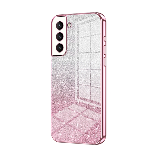 

For Samsung Galaxy S21 5G Gradient Glitter Powder Electroplated Phone Case(Pink)