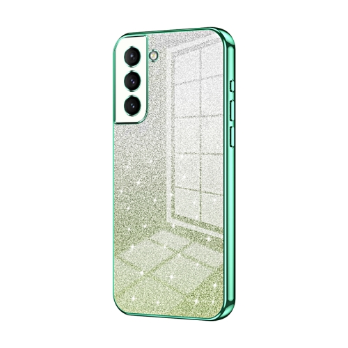 

For Samsung Galaxy S21 5G Gradient Glitter Powder Electroplated Phone Case(Green)