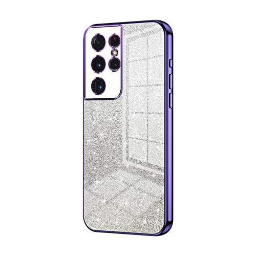 

For Samsung Galaxy S21 Ultra 5G Gradient Glitter Powder Electroplated Phone Case(Purple)