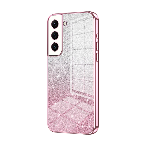 

For Samsung Galaxy S22 5G Gradient Glitter Powder Electroplated Phone Case(Pink)