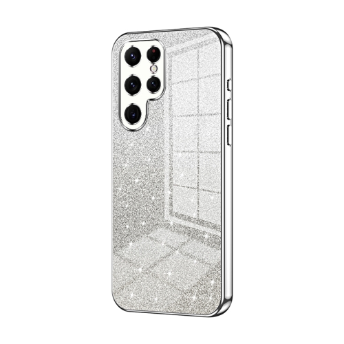 

For Samsung Galaxy S22 Ultra 5G Gradient Glitter Powder Electroplated Phone Case(Silver)