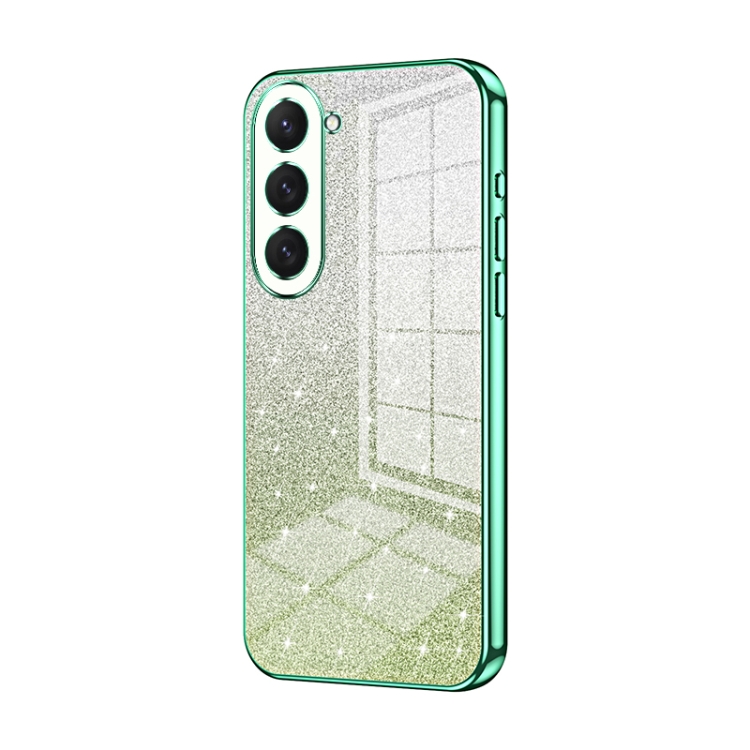

For Samsung Galaxy S23 5G Gradient Glitter Powder Electroplated Phone Case(Green)