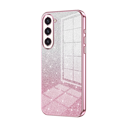 

For Samsung Galaxy S23+ 5G Gradient Glitter Powder Electroplated Phone Case(Pink)