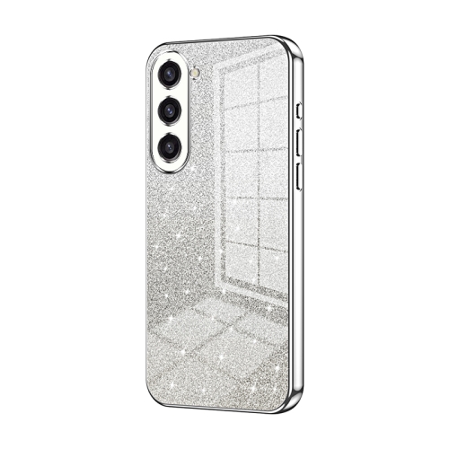 

For Samsung Galaxy S23+ 5G Gradient Glitter Powder Electroplated Phone Case(Silver)