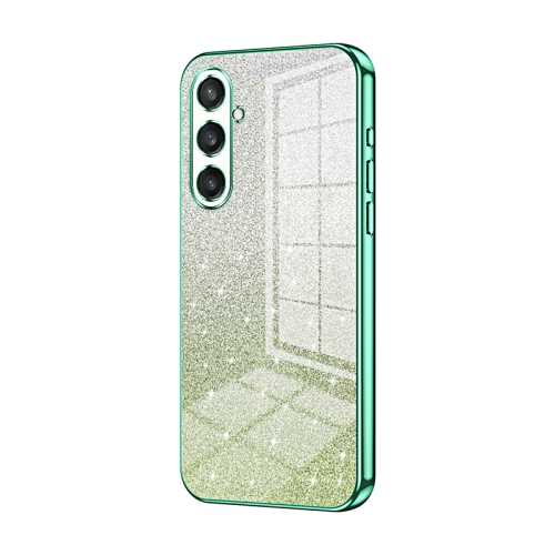 

For Samsung Galaxy S23 FE 5G Gradient Glitter Powder Electroplated Phone Case(Green)