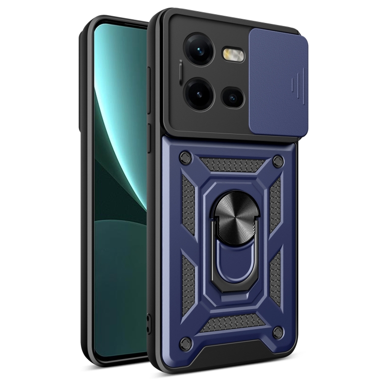 

For vivo V25 5G/V25e 4G/X80 Lite 5G Sliding Camera Cover Design TPU+PC Phone Case(Blue)