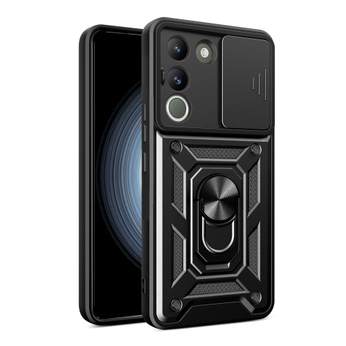 For vivo V29e Southeast Asian / Y200 5G Sliding Camera Cover Design TPU+PC Phone Case(Black) wifi video doorbell camera wireless 1080p hd camera 2 way audio motion detection infrared night vision real time monitor waterproof cover support tuya app storage card