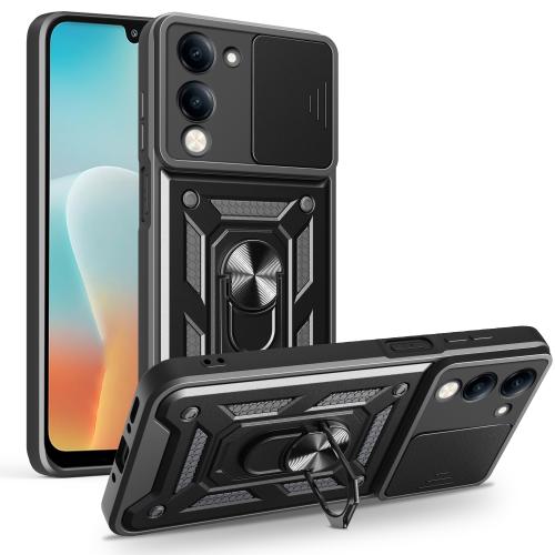 

For vivo Y29s 5G / Y04 4G Sliding Camera Cover Design TPU+PC Phone Case(Black)