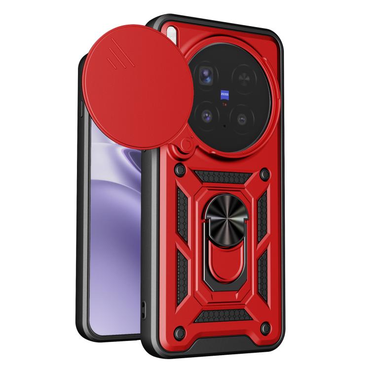 

For vivo X300 Pro Sliding Camera Cover Design TPU+PC Phone Case(Red)