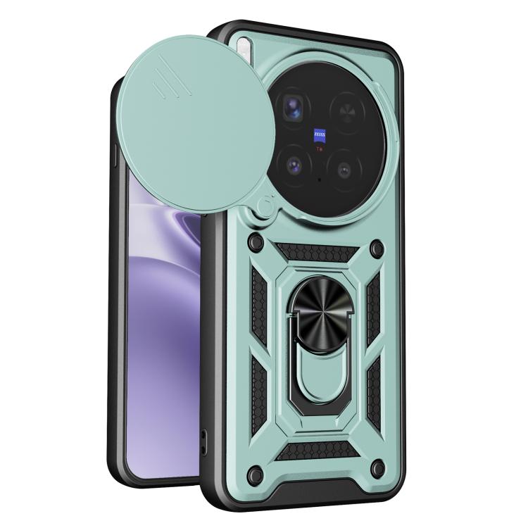

For vivo X300 Pro Sliding Camera Cover Design TPU+PC Phone Case(Green)