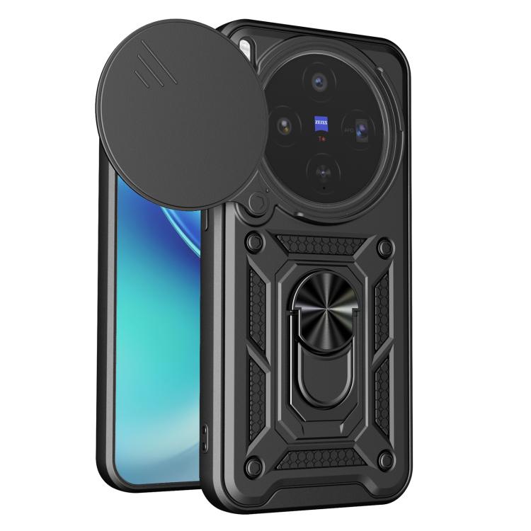 

For vivo X300 Sliding Camera Cover Design TPU+PC Phone Case(Black)