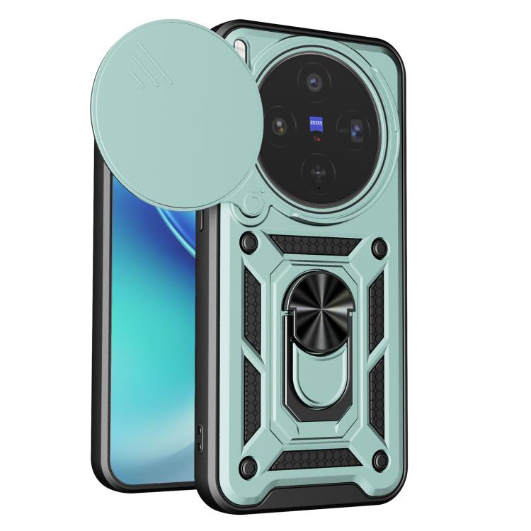 

For vivo X300 Sliding Camera Cover Design TPU+PC Phone Case(Green)
