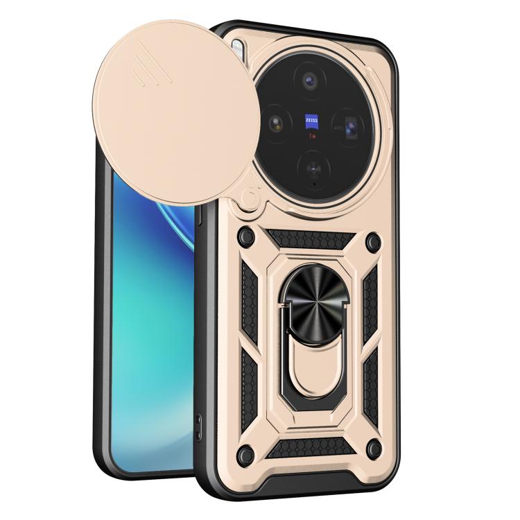 

For vivo X300 Sliding Camera Cover Design TPU+PC Phone Case(Gold)