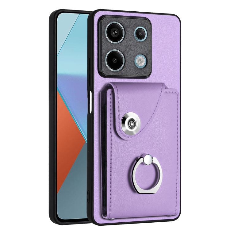 

For Xiaomi Redmi Note 13 5G Global Organ Card Bag Ring Holder PU Phone Case(Purple)