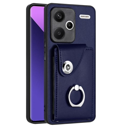 

For Xiaomi Redmi Note 13 Pro+ Organ Card Bag Ring Holder PU Phone Case(Blue)