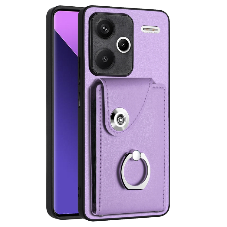 

For Xiaomi Redmi Note 13 Pro+ Organ Card Bag Ring Holder PU Phone Case(Purple)