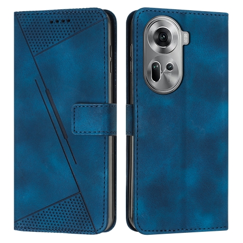 

For OPPO Reno11 5G Global Dream Triangle Leather Phone Case with Long Lanyard(Blue)