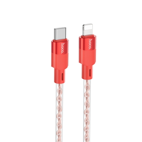 

hoco X99 Crystal Junction PD 20W USB-C / Type-C to 8 Pin Silicone Charging Data Cable, Length:1m(Red)