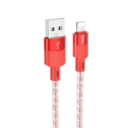

hoco X99 Crystal Junction 2.4A USB to 8 Pin Silicone Charging Data Cable, Length:1m(Red)