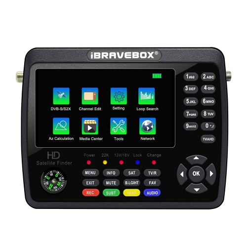 

iBRAVEBOX V10 Finder Max+ 4.3 inch Display Digital Satellite Meter Signal Finder, Support DVB-S/S2/S2X AHD, Plug Type:EU Plug(Black)