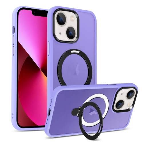 

For iPhone 13 Skin-feel MagSafe Holder PC Hybrid TPU Phone Case(Purple)