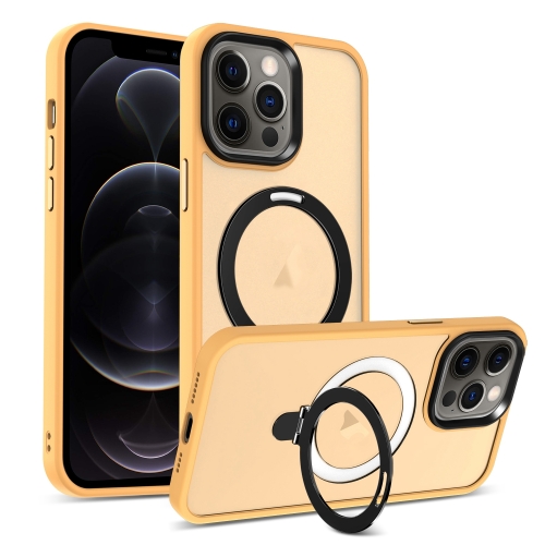 

For iPhone 12 Pro MagSafe Holder Skin-feel PC Hybrid TPU Phone Case(Orange)