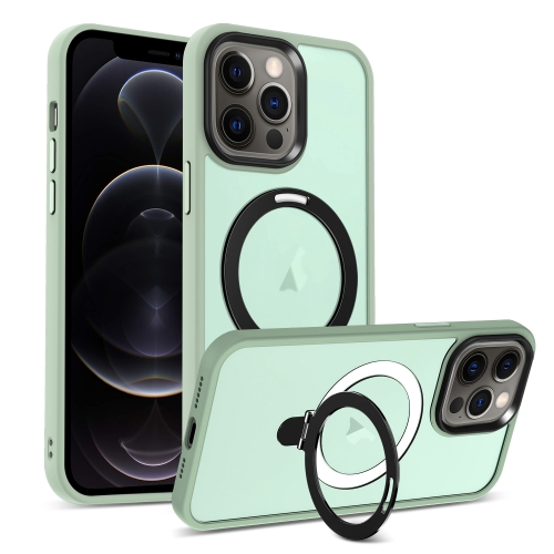 

For iPhone 12 Pro Skin-feel MagSafe Holder PC Hybrid TPU Phone Case(Matcha Green)